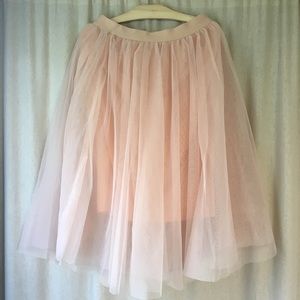 Haute Monde Blush Pink Midi Tulle Skirt, Size L